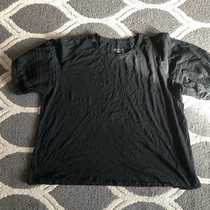 Ava & Viv black knit tee with textured sleeve